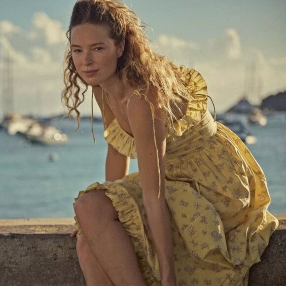 Doen Dresses & Skirts - Doen Yellow Wendelin Midi Dress
